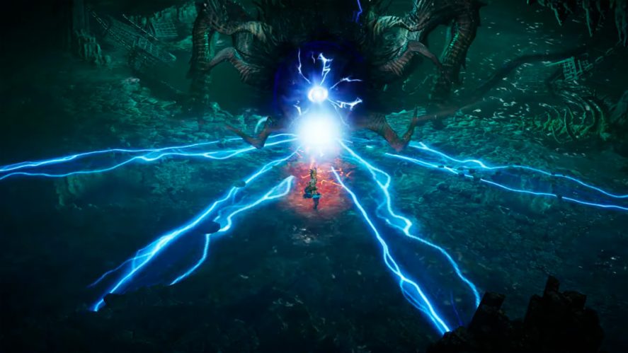 Diablo Immortal screenshot of a character summoning lighting power