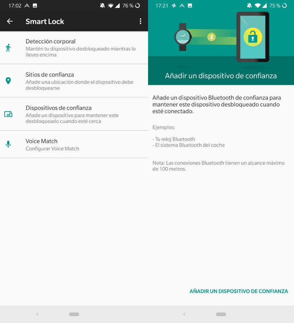 dispositivos confianza Cómo desbloquear automáticamente el móvil con Smart Lock