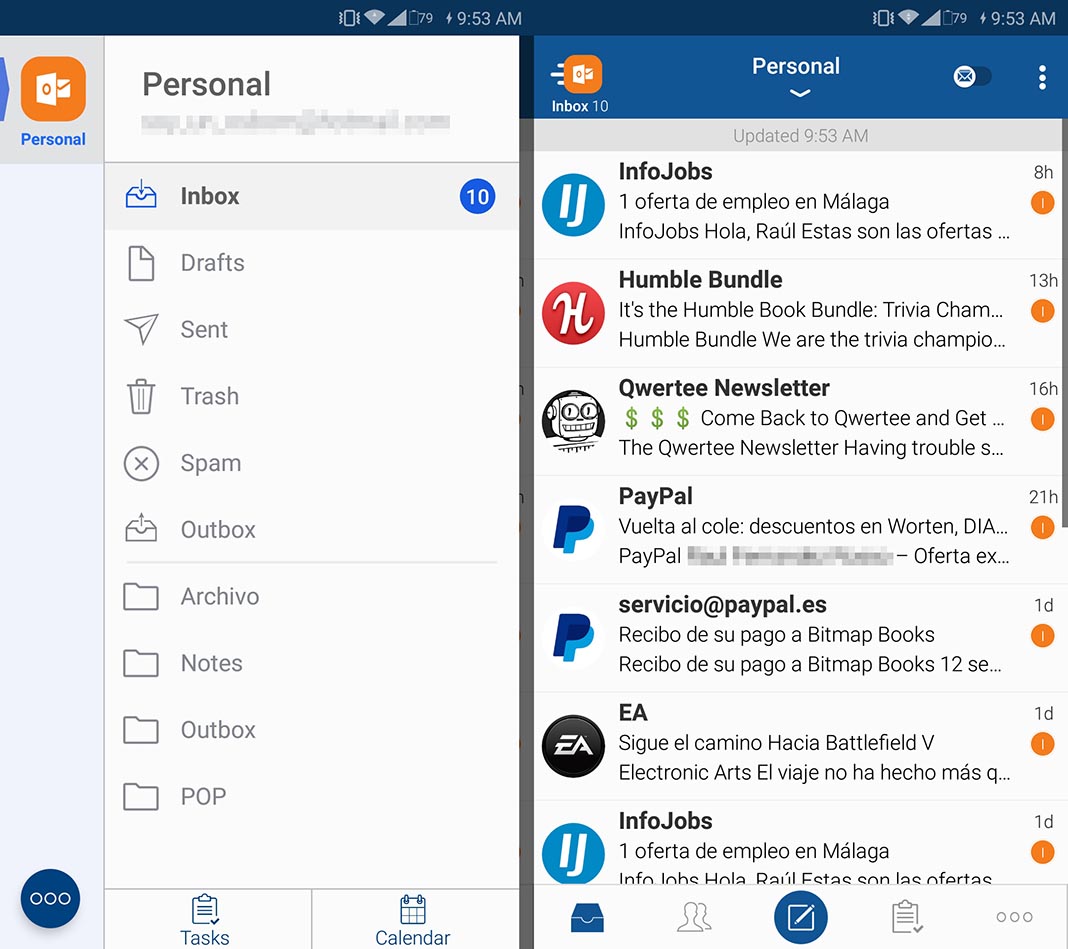 email bluemail screenshots ¿Se puede usar Android sin depender de los servicios de Google?