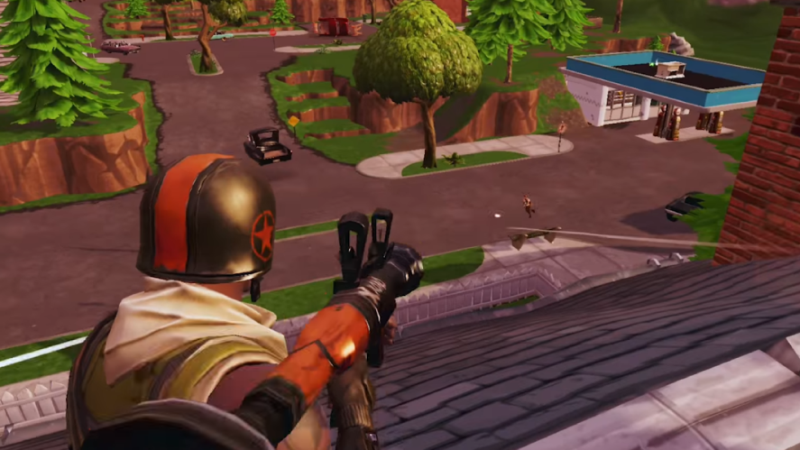 Fortnite: Soldier aiming from a rooftop