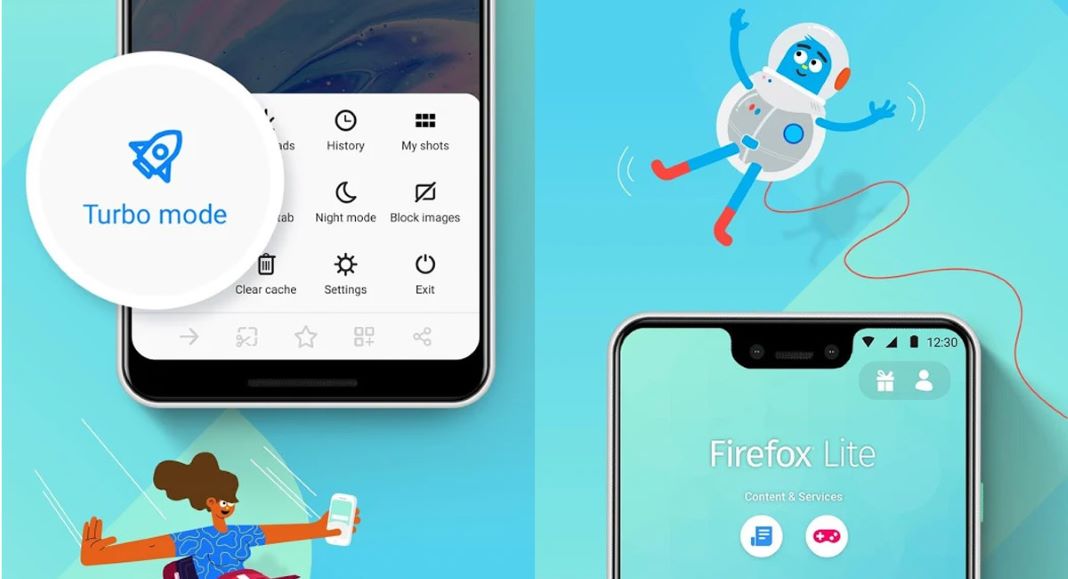 Firefox Lite interface images as one of the lightweight browsers