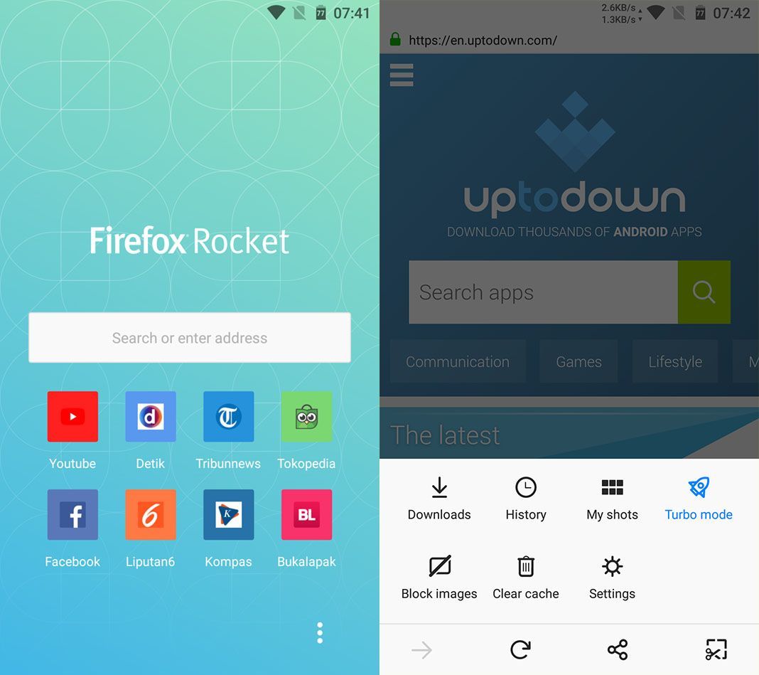 firefox rocket screenshot 1 Firefox Rocket es el nuevo navegador Lite de Mozilla