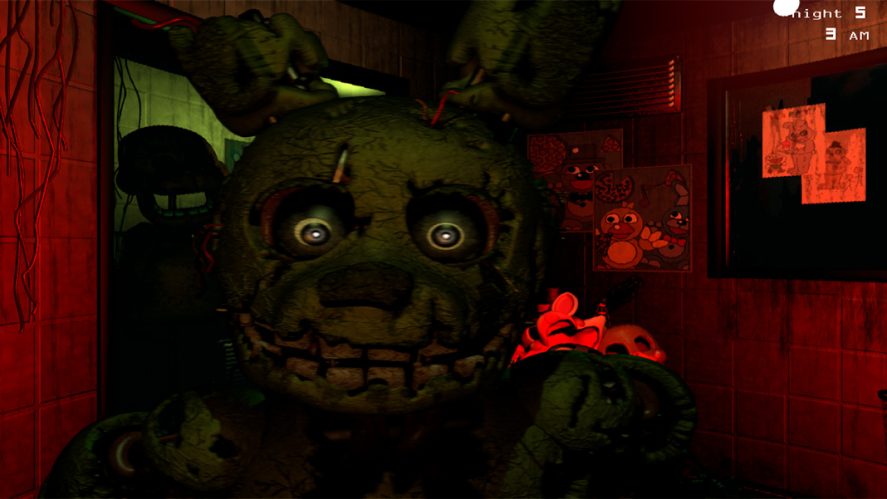 Five Nights at Freddy's 3 in-game screenshot showing a monster in a dark environment