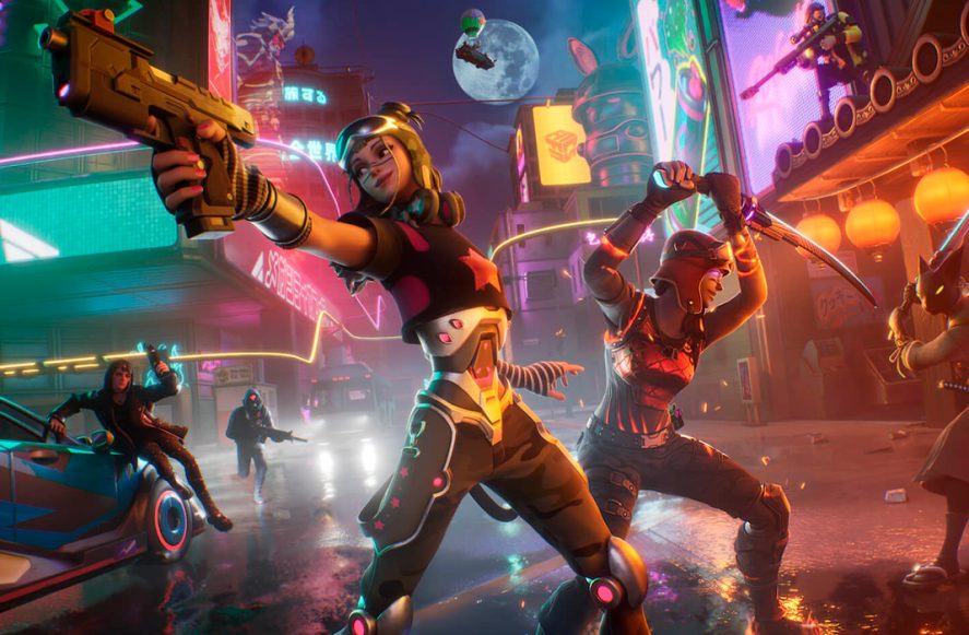 Fortnite loading screen showing two characters fighting