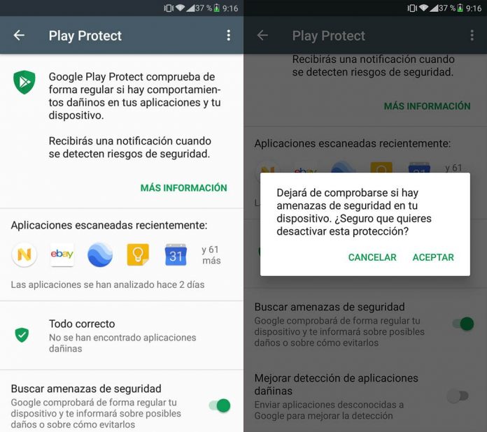 Cómo desactivar Play Protect para que no envíe nuestras APK a Google