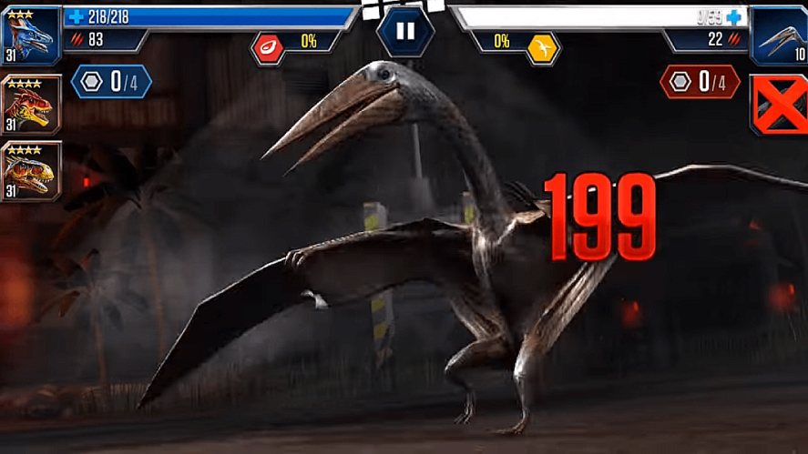Jurassic World: The Game; winged dark dinosaur.