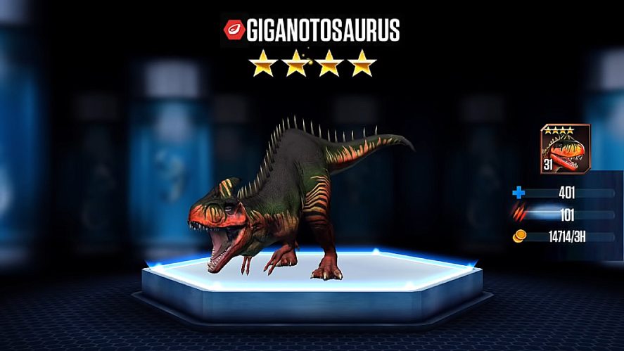 Jurassic World: The Game: dinosaur named Giganotosaurus