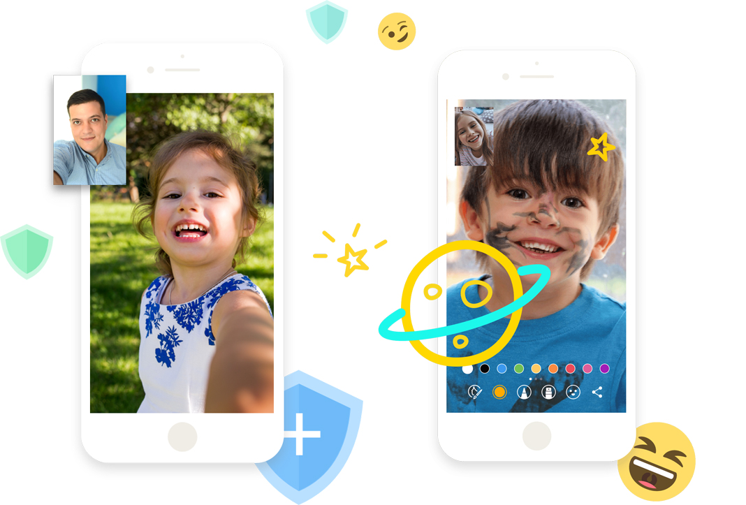 JustTalk Kids: Two videocalls with kids on screen