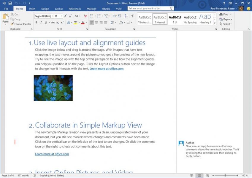 os x word 2016 preview