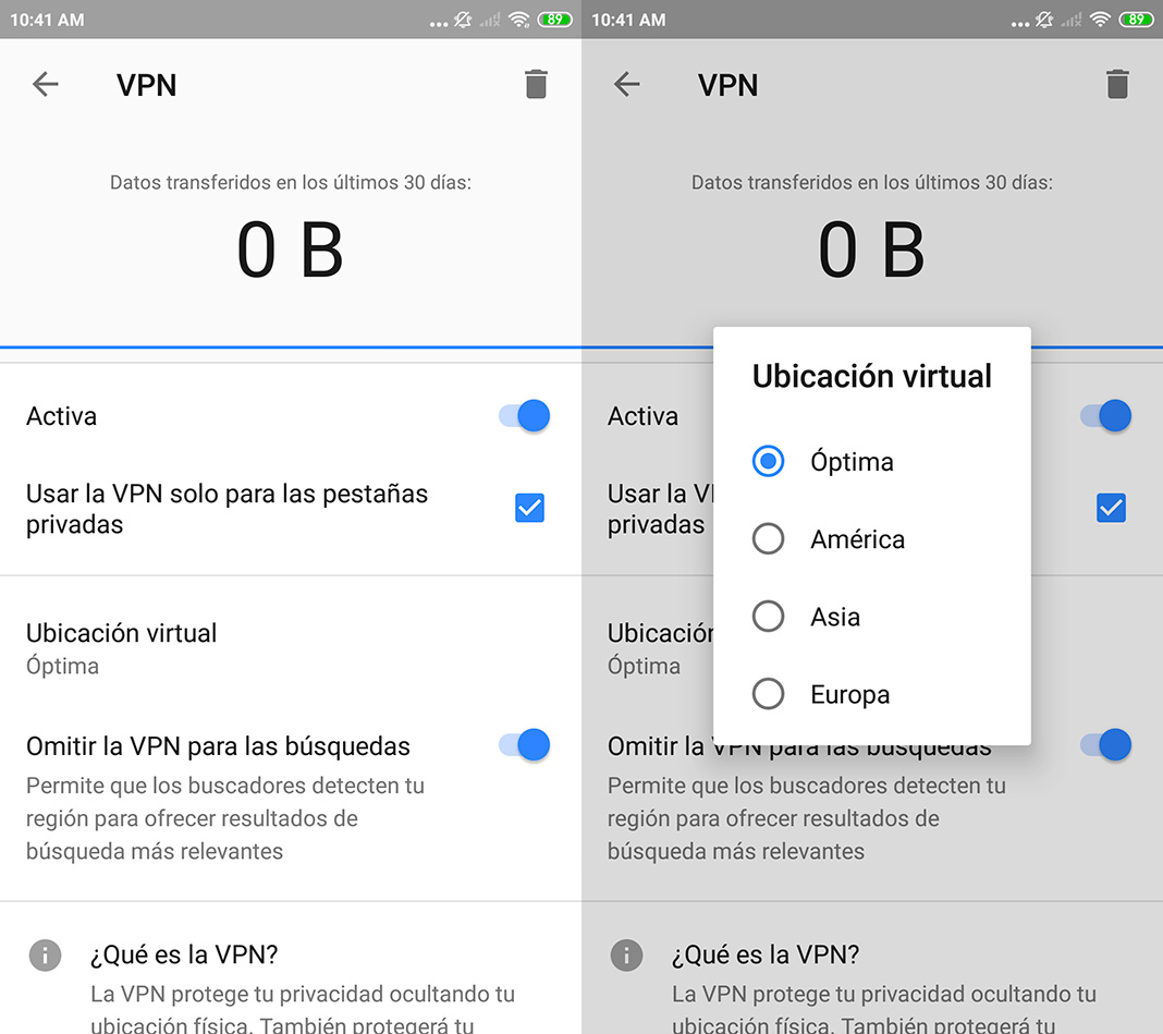 Navegador Opera VPN