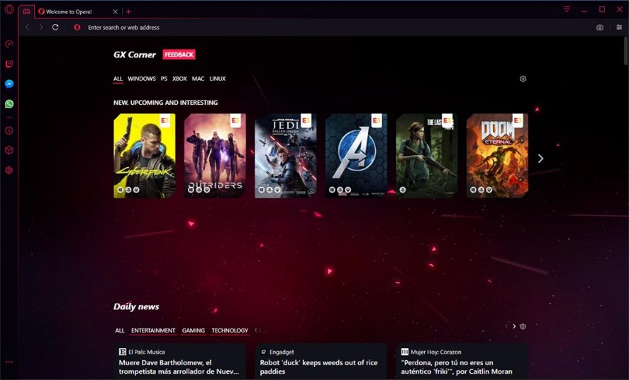 opera gx screenshot 2 Opera GX, el nuevo navegador de escritorio para gamers