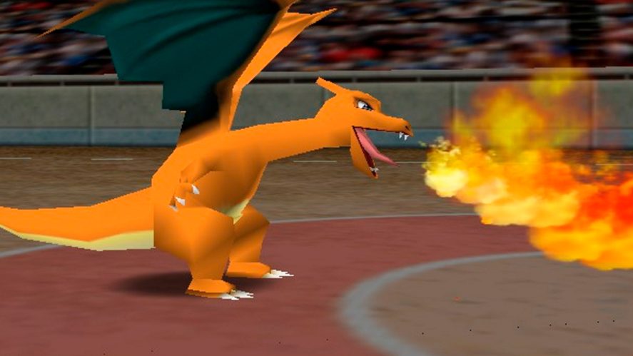 Pokémon Stadium image showing a fire-breathing Charizard