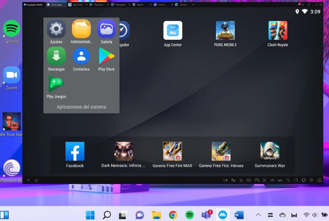 MuMu Player: main window on a Windows 11 PC
