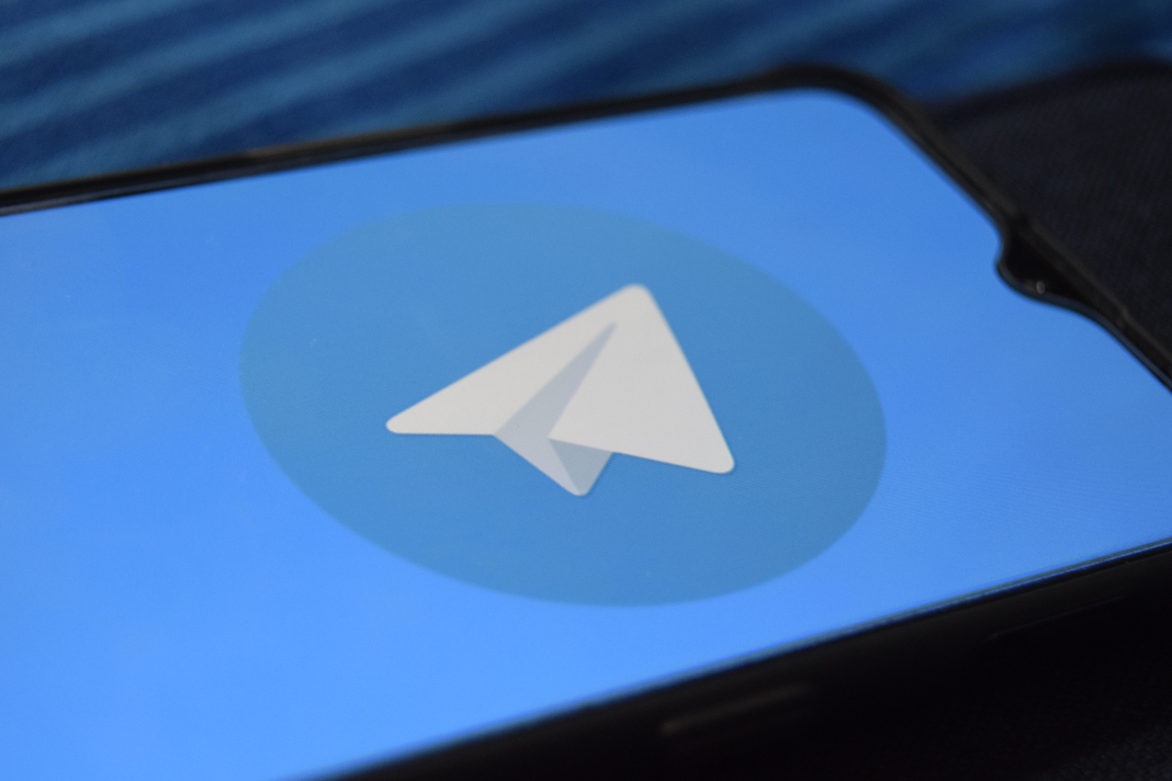 Telegram logo on a smartphone screen