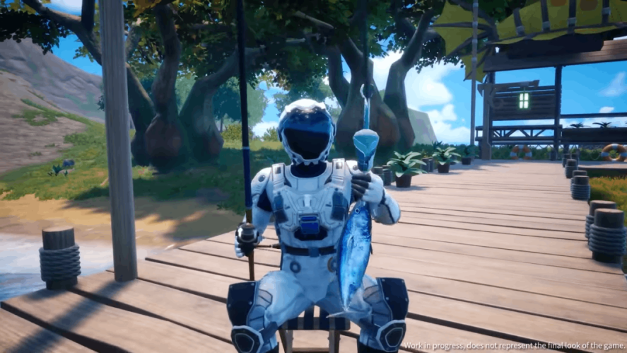 Project Stars MMO snapshot showing a robotic character on a wooden outdoors floor