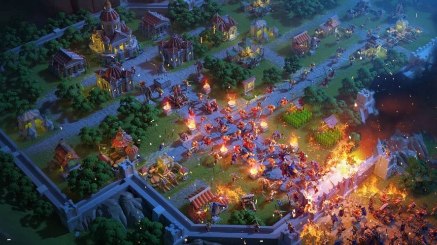 Rise of Kingdoms: citizens defending their city from an enemy attack.