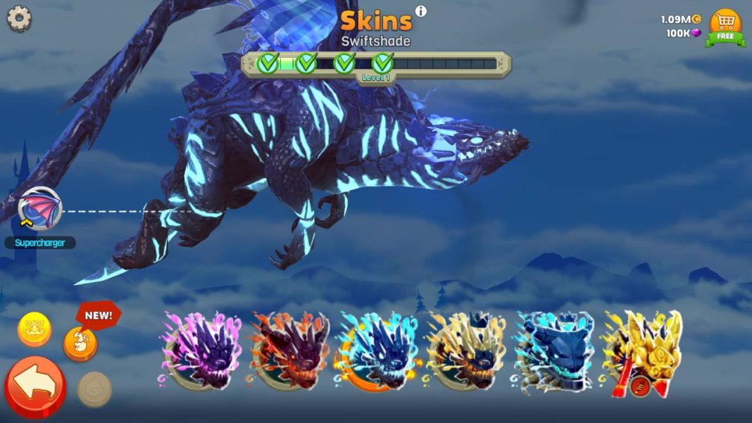 Screenshot of Hungry Dragon with a kind of dragon and its different skins