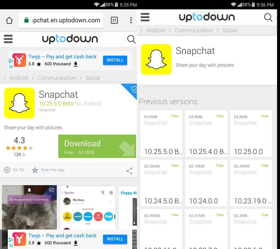 snapchat rollback 3 How to side-step Snapchat's new design by installing an older version