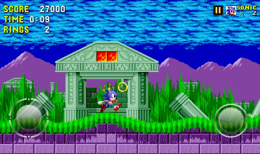 Sonic The Hedgehog in-game screenshot showing the main character running while getting rings