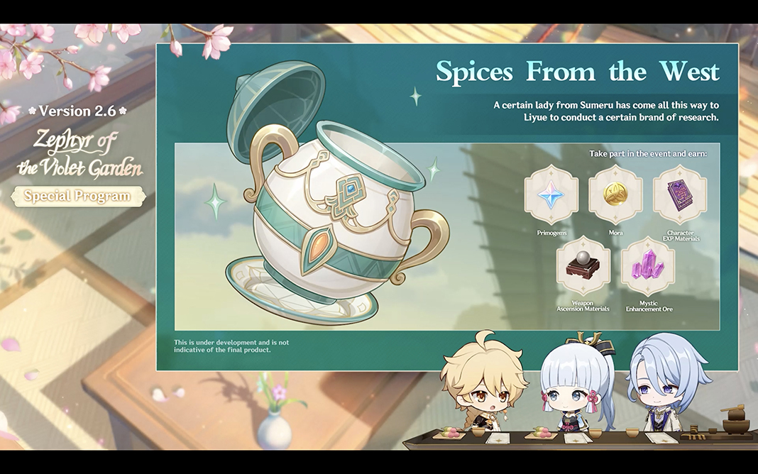 Zephyr of the Violet Garden promo image: Spices from the West