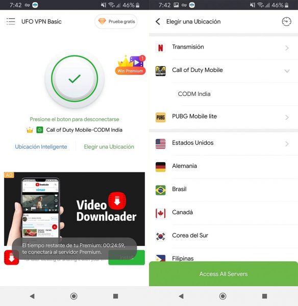 ufo vpn screenshot Cómo instalar una VPN en tu smartphone