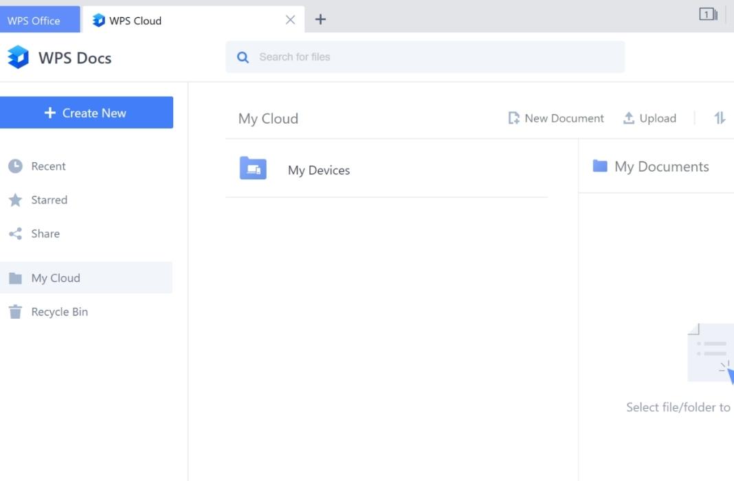 My Cloud tab from WPS Office