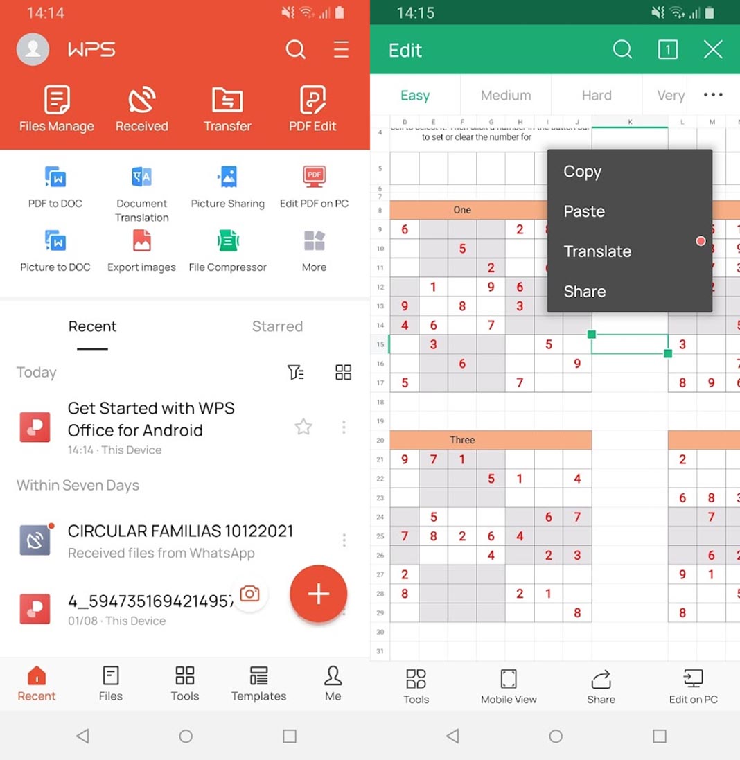 WPS Office Android screenshots