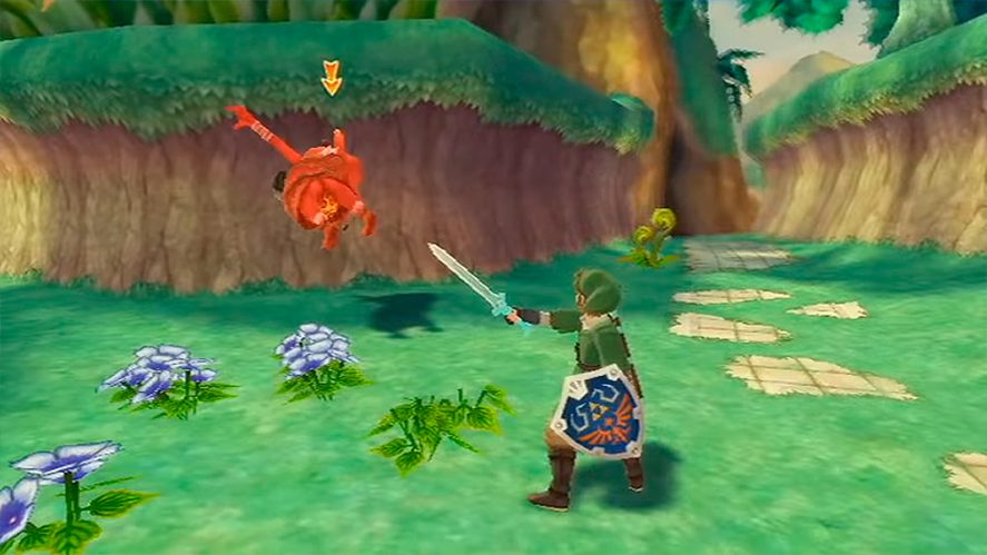 The Legend of Zelda in-game screenshot showing Zelda facing an enemy.
